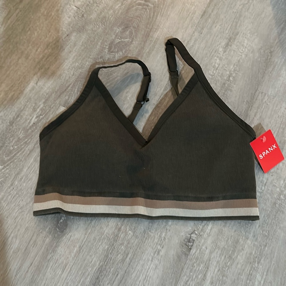 Spanx soft stretch bralette. XL. Color: Dark palm